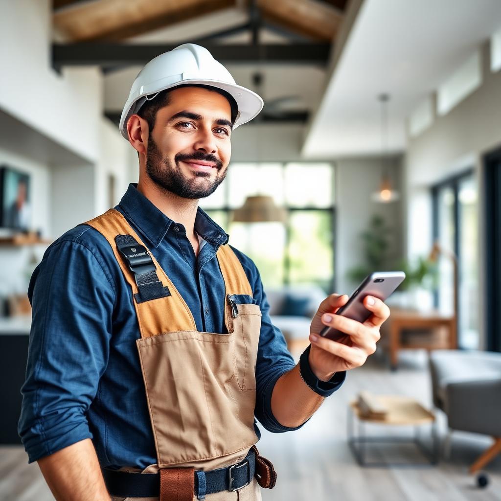 Remodeling contractor running their business from a smartphone on a job site